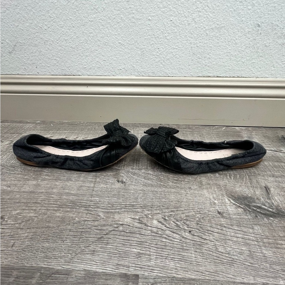 Miu Miu Denim Bow Flats - Picture 2 of 6
